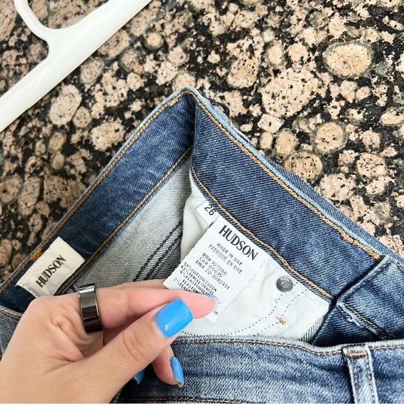 NWT Hudson Brix High Rise Cropped Bootcut Denim Blue Jeans Distressed Size 26 - Picture 5 of 6